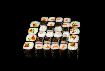 set of rolls of fish. Japanese food
