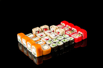 set of rolls of fish. Japanese food