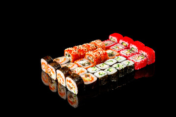 set of rolls of fish. Japanese food
