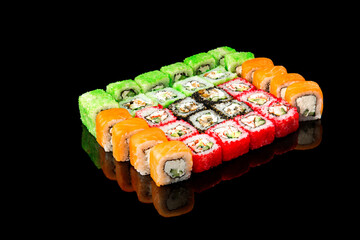 set of rolls of fish. Japanese food