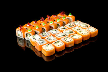 set of rolls of fish. Japanese food