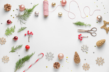 Beautiful Christmas composition on white background