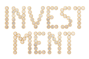 investment word concept, the letters are made with euro coins

