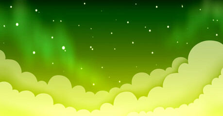 Obraz premium 背景素材 夜空 雲 風景 星 緑