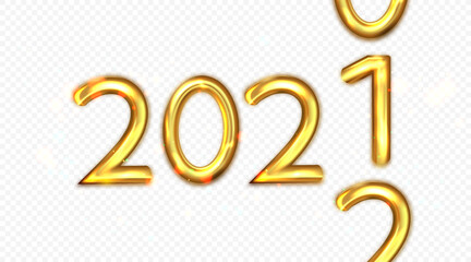 Change to new year 2022 concept. Realistic 3d golden metallic  numbers 2021, 2022.
