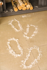 Footprints of Santa on floor in room