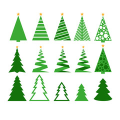 Modern abstract Christmas tree icons set