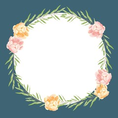 優しいタッチの薔薇と勿忘草とユーカリのフレーム