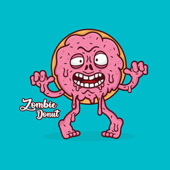 zombie donut mascot vector design logo