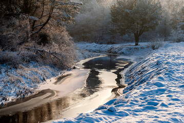 Piękno zimowego krajobrazu na Podlasiu, Polska