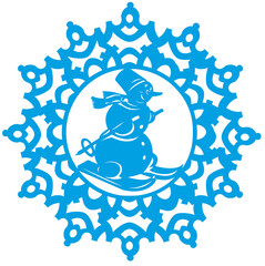 The symbol of the Christmas holidays. Isolated graphic element. Flat illustration.
Christmas. Large silhouettes of blue snowflakes on a white background.