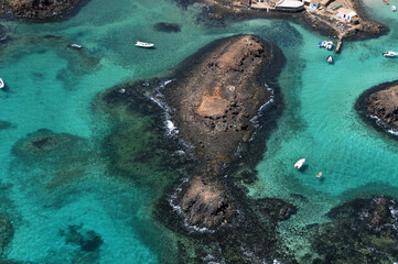 Foto aérea de la Caleta de Rasca en la isla de Lobos, Canarias, España