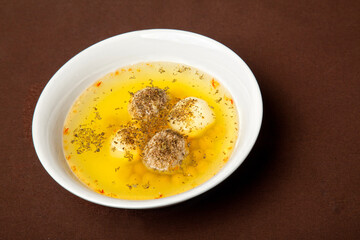 Spicy soup with meatballs in Georgian