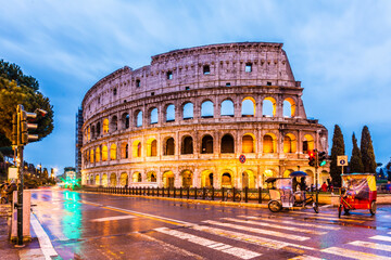 Fototapeta na wymiar Colosseum the most well-known and remarkable landmark of Rome and Italy