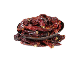 Dried Red Chili Peppers isolated on White Background