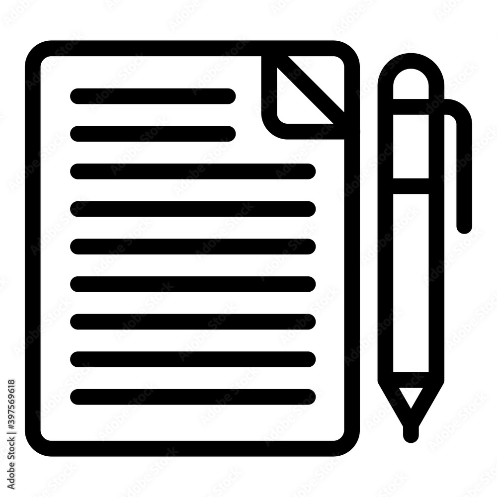 Poster notebook and pen icon. outline notebook and pen vector icon for web design isolated on white backgro