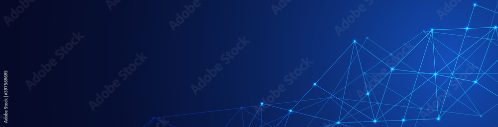 Fototapete website header or banner design with abstract geometric background and connecting dots and lines. gl