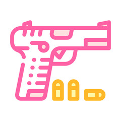 gun with cartridges color icon vector illustration