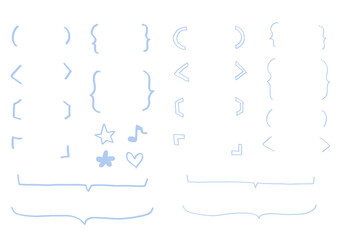 おしゃれでシンプルな手書き風の素材セット　かっこ