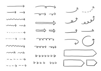 おしゃれでシンプルな手書き風の素材セット　矢印