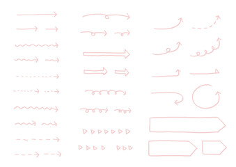 おしゃれでシンプルな手書き風の素材セット　矢印