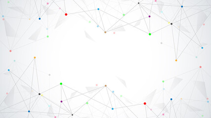 Abstract plexus background with connecting dots and lines. Global network connection, digital technology and communication concept.