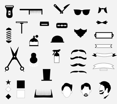 Illustration vector design of barbershop logo kit template