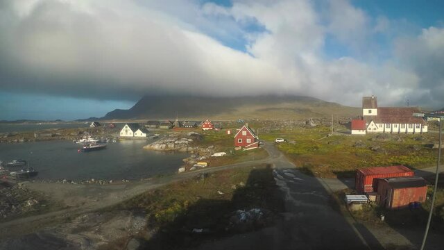 Timelapse of lights and shadows in Nanortalik in southern Greenland