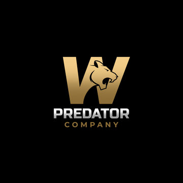 Letter W Tiger, Predator Logo Design Vector