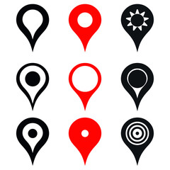 Fototapeta premium Marker location icon set, flat design illustration