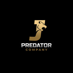 Letter J Tiger, Predator Logo Design Vector