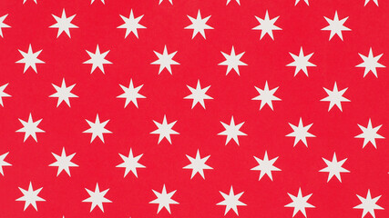 Abstract background of white stars on red background.pattern for Christmas and New Year .