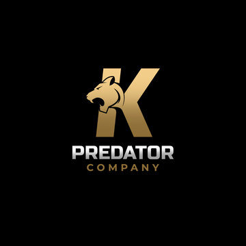 Letter K Tiger, Predator Logo Design Vector