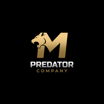 Letter M Tiger, Predator Logo Design Vector