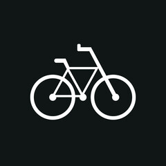 Bike icon, vector logo template simple icon on black background