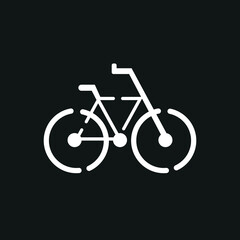 Bike icon, vector logo template simple icon on black background