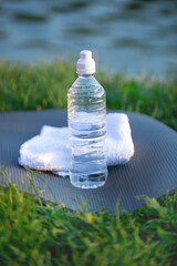 bottle of clean drinking water for training