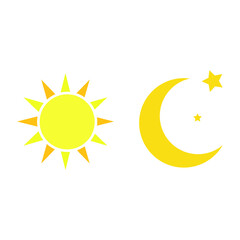 Day and night, sun and moon icon. Flat design illustration.