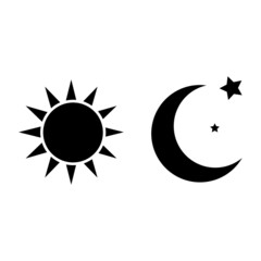 Day and night, sun and moon icon. Flat design illustration.