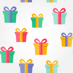 Happy Birthday party Seamless Pattern Background with Gift Box. Vector Illustration