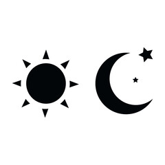 Day and night, sun and moon icon. Flat design illustration.
