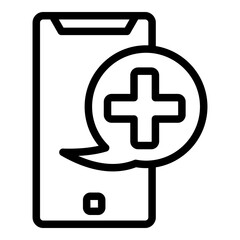 Medical phone consultation icon. Outline medical phone consultation vector icon for web design isolated on white background