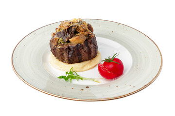 Grilled medallion of veal isolated on white