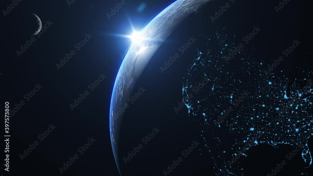 Wall mural earth rotating from orbit. looping 3d planet earth animation.