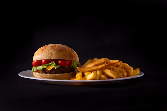 Delicious Hamburguer  isolated on a black background