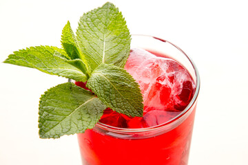 cold strawberry cocktail with mint