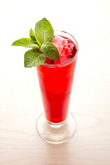 cold strawberry cocktail with mint