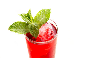 cold strawberry cocktail with mint