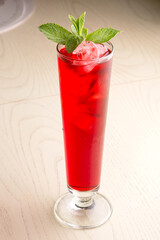 cold strawberry cocktail with mint