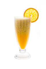 orange drink with pulp and ice